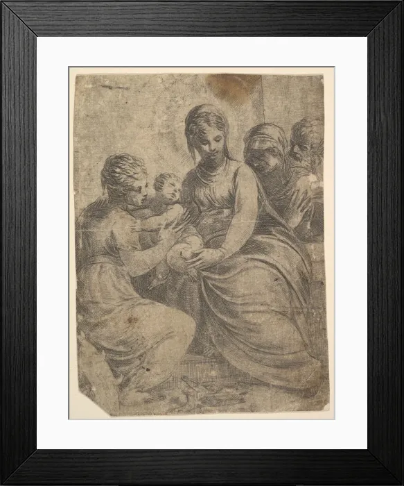 Framed Print : The Virgin and Child accompanied by saints, ca. 1550. Creator: Andrea Schiavone Framed Print : The Virgin and Child accompanied by saints, ca. 1550. Creator: Andrea Schiavone