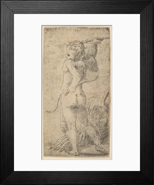Framed Print : Cupid viewed from behind with an arrow in his raised right hand, ca. 1543-45 Framed Print : Cupid viewed from behind with an arrow in his raised right hand, ca. 1543-45