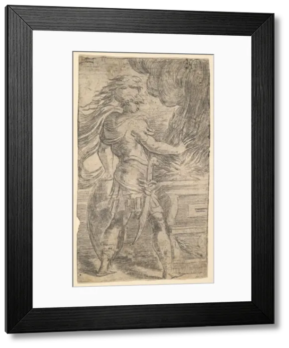 Framed Print : Mutius Scaevola placing his hand in the flames (left half of a composition, whose righ Framed Print : Mutius Scaevola placing his hand in the flames (left half of a composition, whose righ