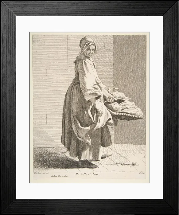 Framed Print : Lettuce Seller, 1742. Creator: Caylus, Anne-Claude-Philippe de Framed Print : Lettuce Seller, 1742. Creator: Caylus, Anne-Claude-Philippe de