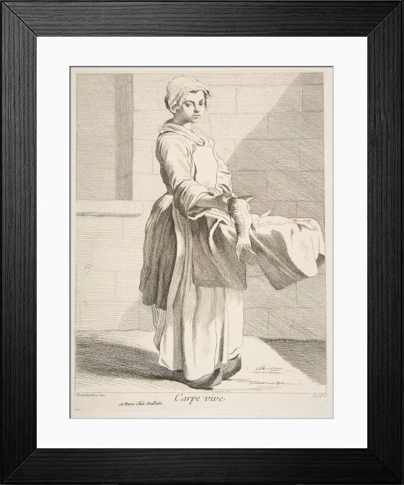 Framed Print : Fish Vendor, 1738. Creator: Caylus, Anne-Claude-Philippe de Framed Print : Fish Vendor, 1738. Creator: Caylus, Anne-Claude-Philippe de