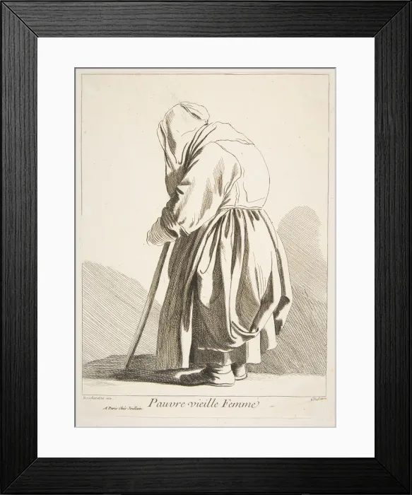 Framed Print : A Poor Old Woman, 1742. Creator: Caylus, Anne-Claude-Philippe de Framed Print : A Poor Old Woman, 1742. Creator: Caylus, Anne-Claude-Philippe de