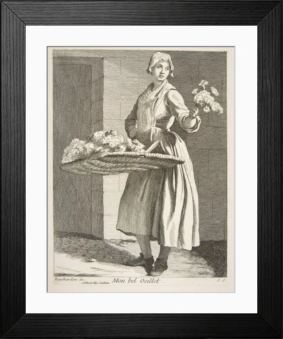 Framed Print : Flower Vendor, 1738. Creator: Caylus, Anne-Claude-Philippe de Framed Print : Flower Vendor, 1738. Creator: Caylus, Anne-Claude-Philippe de