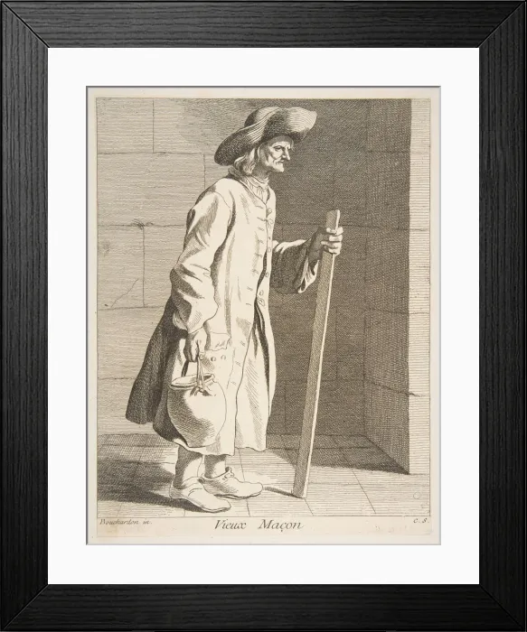 Framed Print : Old Bricklayer, 1737. Creator: Caylus, Anne-Claude-Philippe de
