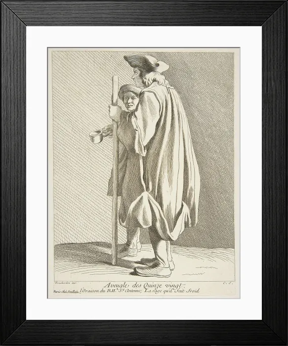 Framed Print : A Blind Man from the Quinze-Vingts Hospital, 1738. Creator: Caylus Framed Print : A Blind Man from the Quinze-Vingts Hospital, 1738. Creator: Caylus