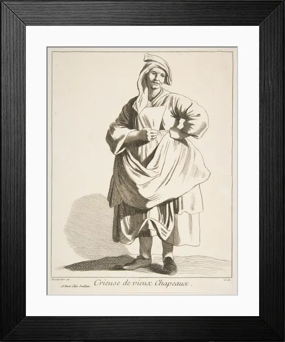 Framed Print : Peddler of Old Hats, 1742. Creator: Caylus, Anne-Claude-Philippe de