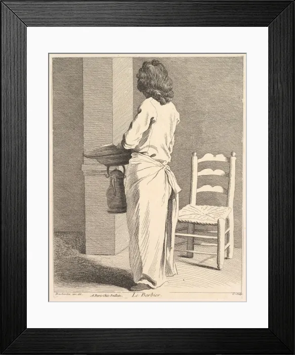 Framed Print : The Barber, 1737. Creator: Caylus, Anne-Claude-Philippe de Framed Print : The Barber, 1737. Creator: Caylus, Anne-Claude-Philippe de