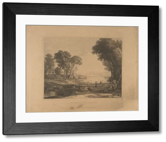 Framed Print : Landscape with Figures (After The Marriage of Isaac and Rebecca, 1648), published 1830 Framed Print : Landscape with Figures (After The Marriage of Isaac and Rebecca, 1648), published 1830