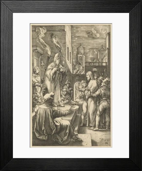 Framed Print : Christ Before Caiaphas, from The Passion of Christ, ca. 1598-1617. Creator: Unknown Framed Print : Christ Before Caiaphas, from The Passion of Christ, ca. 1598-1617. Creator: Unknown