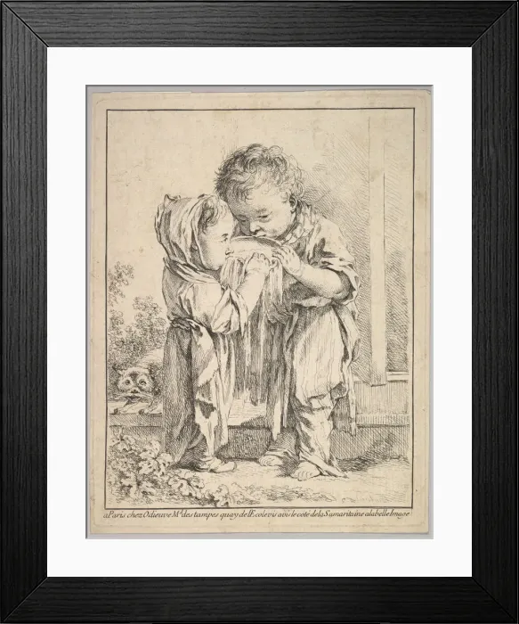Framed Print : Les Petits Buveurs de Lait (The Little Milk Drinkers), 18th century. Creator: Unknown Framed Print : Les Petits Buveurs de Lait (The Little Milk Drinkers), 18th century. Creator: Unknown