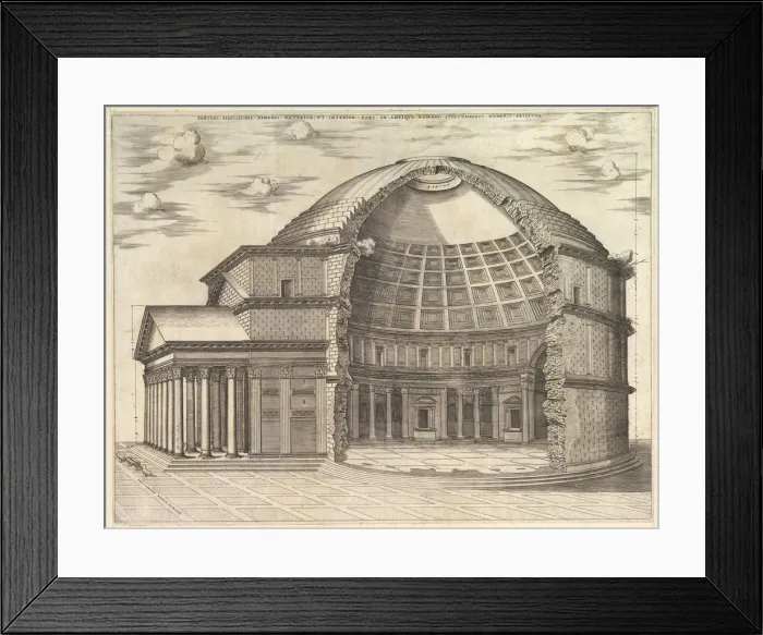 Framed Print : Speculum Romanae Magnificentiae: The Pantheon, broken away to show the interior, 1553 Framed Print : Speculum Romanae Magnificentiae: The Pantheon, broken away to show the interior, 1553