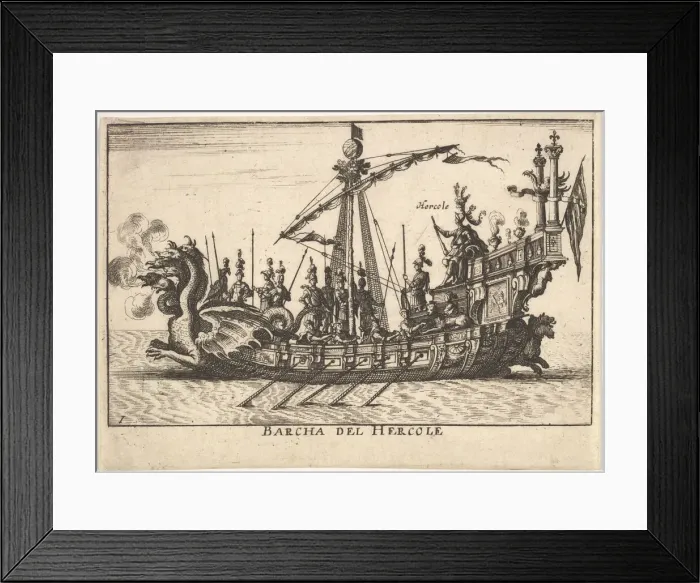 Framed Print : Plate 1: Ship of Hercules (Barcha del Hercole), with dragon-headed prow Framed Print : Plate 1: Ship of Hercules (Barcha del Hercole), with dragon-headed prow