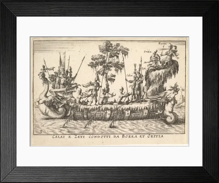 Framed Print : Calais and Zetes led by Boreas and Oreithyia (Calai e Zeti condotti da Borea et Oritia)