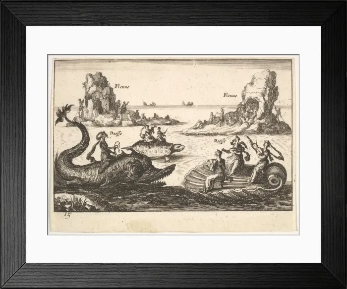 Framed Print : Plate 15: Rivers and goddesses, with floating islands guided by pole bearers Framed Print : Plate 15: Rivers and goddesses, with floating islands guided by pole bearers