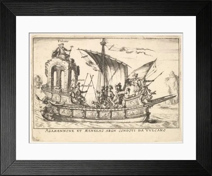 Framed Print : Plate 10: Agamemnon and Menelaus seated in a boat accompanied by other figures including Framed Print : Plate 10: Agamemnon and Menelaus seated in a boat accompanied by other figures including