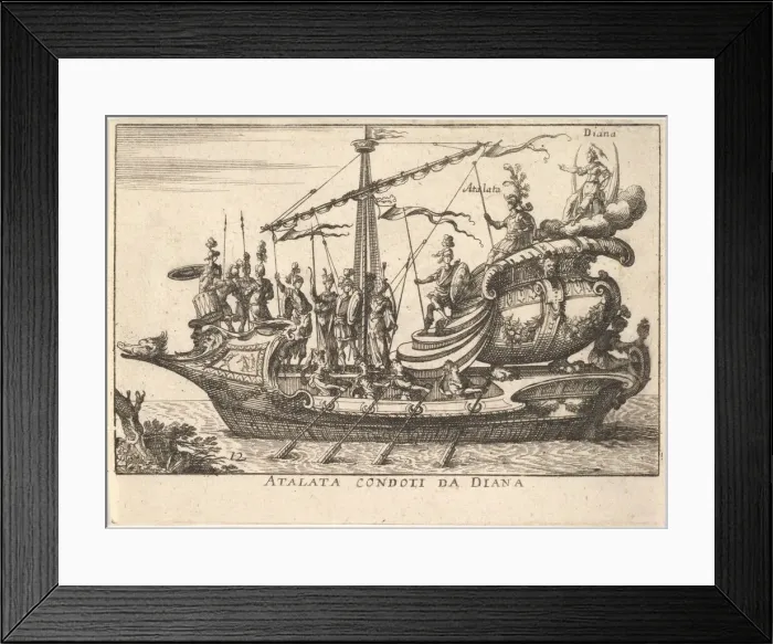 Framed Print : Plate 12: Atalanta led by Diana (Atalata condoti da Diana) Framed Print : Plate 12: Atalanta led by Diana (Atalata condoti da Diana)