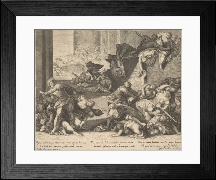 Framed Print : Massacre of the Innocents, reduced and reversed copy after Aegidius Sadeler Framed Print : Massacre of the Innocents, reduced and reversed copy after Aegidius Sadeler