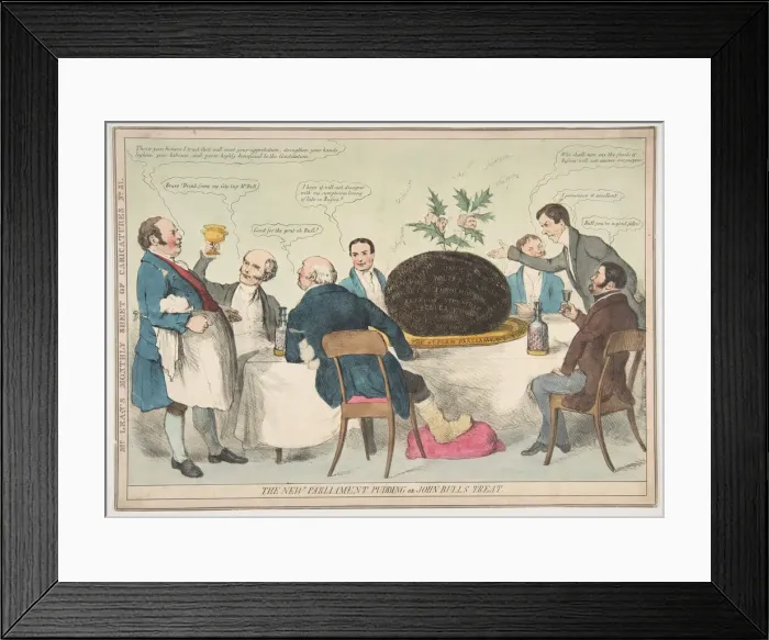 Framed Print : The New Parliament Pudding or John Bulls Treat, ca. 1832. Creator: Unknown Framed Print : The New Parliament Pudding or John Bulls Treat, ca. 1832. Creator: Unknown