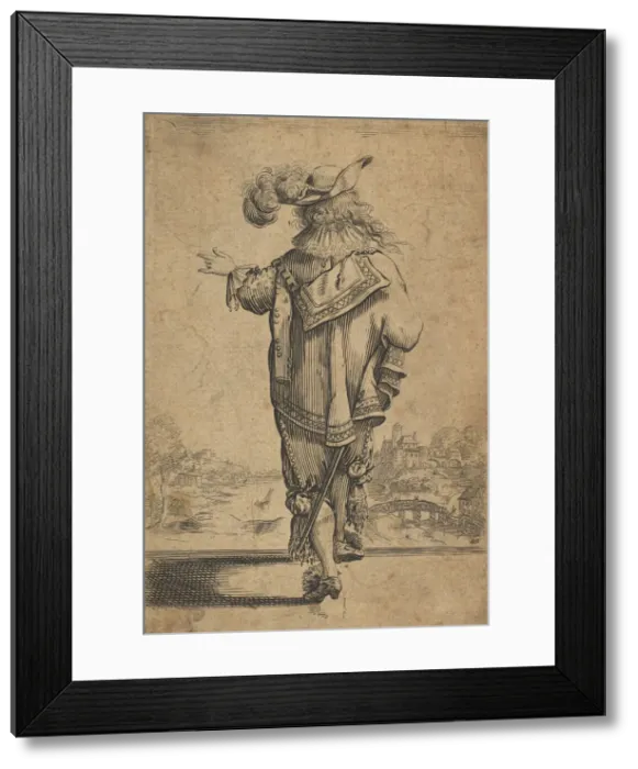 Framed Print : Gentleman Seen from the Back Indicating a Landscape, after 1629. Creator: Unknown Framed Print : Gentleman Seen from the Back Indicating a Landscape, after 1629. Creator: Unknown