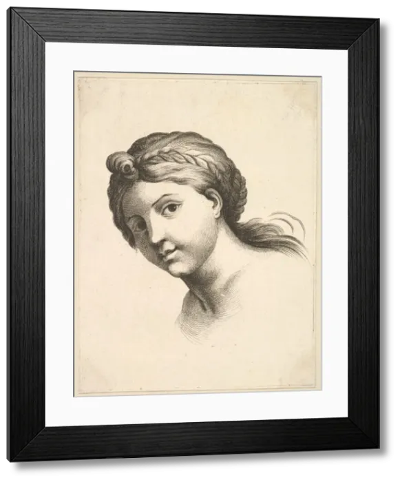 Framed Print : Head of a Woman, from Livre de Tetes Gravees d apres F Framed Print : Head of a Woman, from Livre de Tetes Gravees d apres F