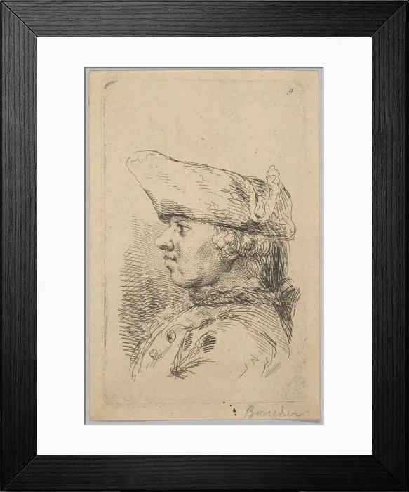 Framed Print : Head of a man in profile wearing a tricorne, 18th century. Creator: Unknown Framed Print : Head of a man in profile wearing a tricorne, 18th century. Creator: Unknown