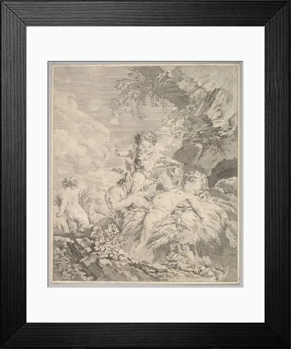 Framed Print : Cupids Tickling Each Other, 18th century. Creator: Unknown Framed Print : Cupids Tickling Each Other, 18th century. Creator: Unknown