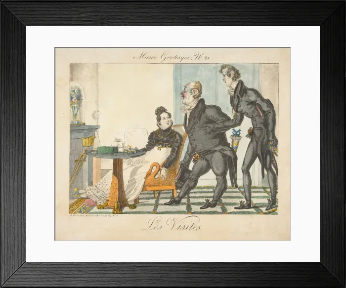 Framed Print : Les Visites, Musee Grotesque, No. 21, early 19th century. Creator: Unknown Framed Print : Les Visites, Musee Grotesque, No. 21, early 19th century. Creator: Unknown
