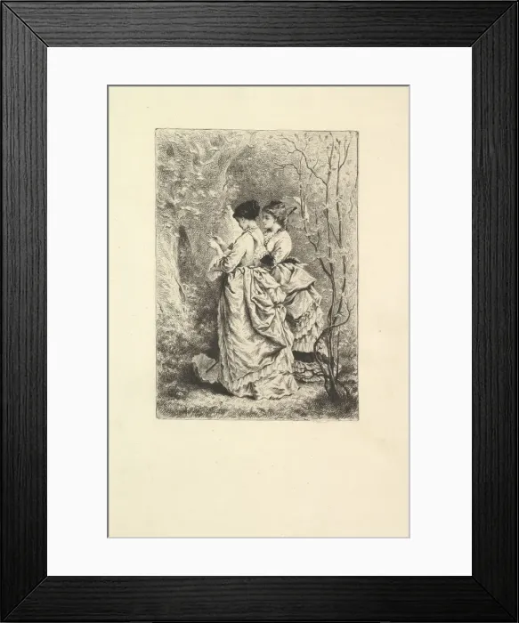 Framed Print : Two Young Ladies in a Garden, 1873-74. Creator: Unknown Framed Print : Two Young Ladies in a Garden, 1873-74. Creator: Unknown