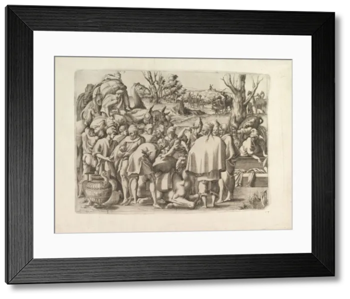 Framed Print : Search through the Luggage of Josephs Brother, ca. 1545. Creator: Unknown Framed Print : Search through the Luggage of Josephs Brother, ca. 1545. Creator: Unknown