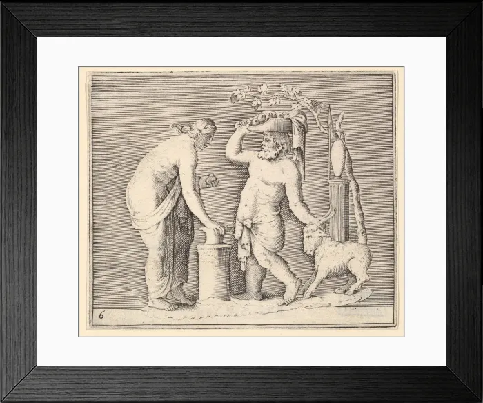 Framed Print : Man and Woman Sacrificing a Goat, published ca. 1599-1622. Creator: Unknown Framed Print : Man and Woman Sacrificing a Goat, published ca. 1599-1622. Creator: Unknown