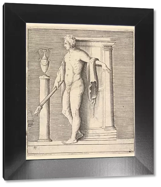 Man with Torch at Temple Door, published ca. 1599-1622. Creator: Unknown