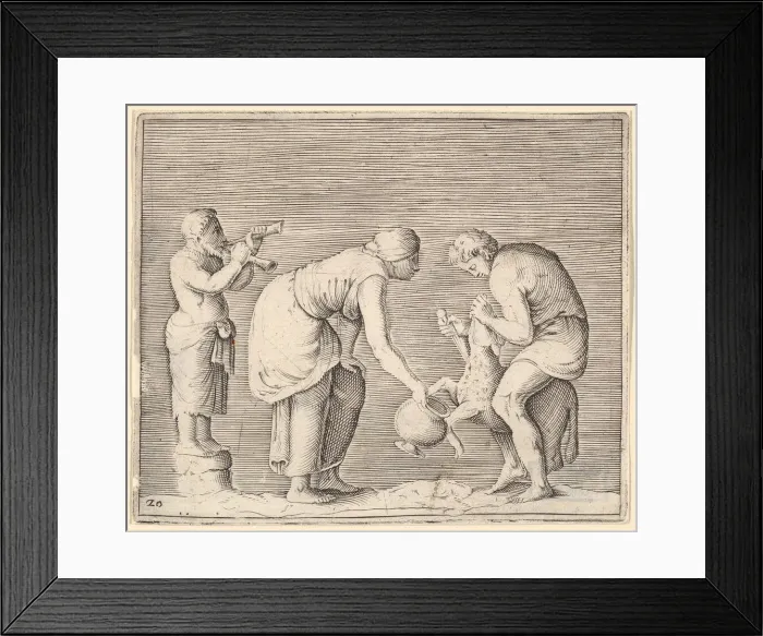 Framed Print : A Woman Collecting Blood from a Sheep, published ca. 1599-1622. Creator: Unknown Framed Print : A Woman Collecting Blood from a Sheep, published ca. 1599-1622. Creator: Unknown