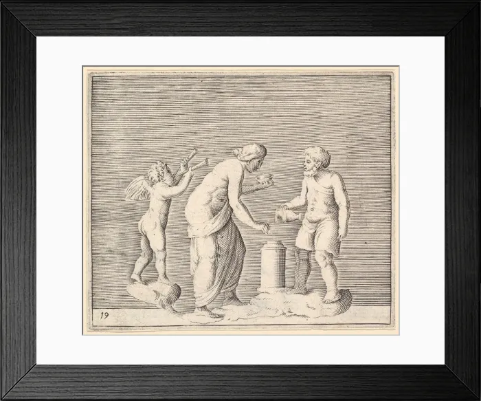 Framed Print : A Woman and Man Sacrificing in the Presence of Cupid, published ca. 1599-1622 Framed Print : A Woman and Man Sacrificing in the Presence of Cupid, published ca. 1599-1622