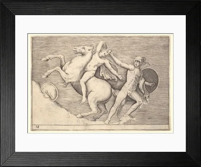 Framed Print : Warrior Pulling a Rider from His Horse, from Ex Antiquis Camorum et Ge Framed Print : Warrior Pulling a Rider from His Horse, from Ex Antiquis Camorum et Ge