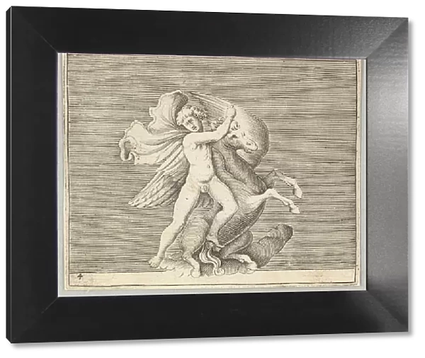 Man Grappling with Winged Horse, published ca. 1599-1622. Creator: Unknown