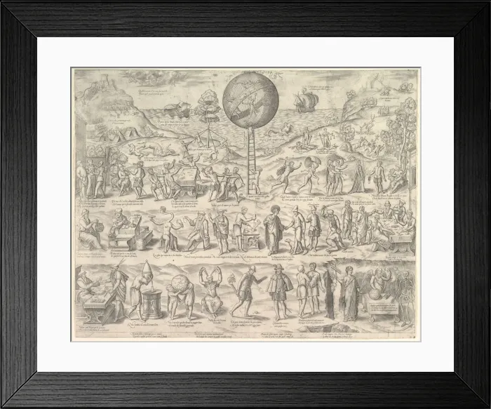 Framed Print : The World, Cage of Fools, 16th century. Creator: Unknown Framed Print : The World, Cage of Fools, 16th century. Creator: Unknown
