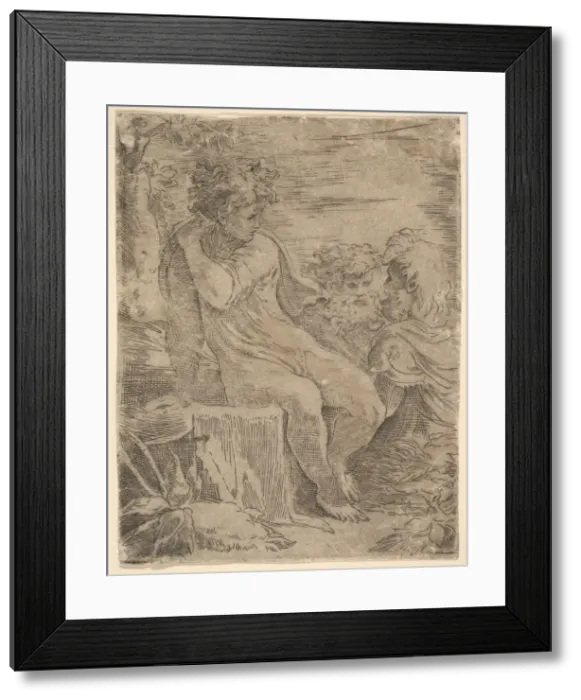 Framed Print : Youth with two old Men, 16th century. Creator: Unknown Framed Print : Youth with two old Men, 16th century. Creator: Unknown