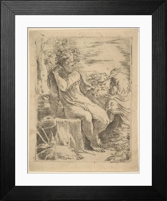 Framed Print : Youth with two old Men, 16th century. Creator: Unknown Framed Print : Youth with two old Men, 16th century. Creator: Unknown
