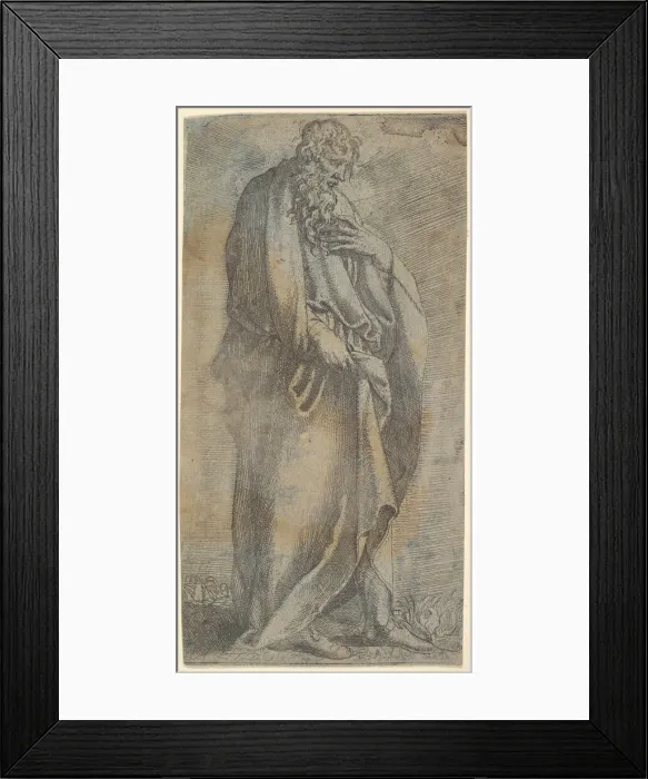 Framed Print : Heavily draped male Figure, 16th century. Creator: Unknown Framed Print : Heavily draped male Figure, 16th century. Creator: Unknown