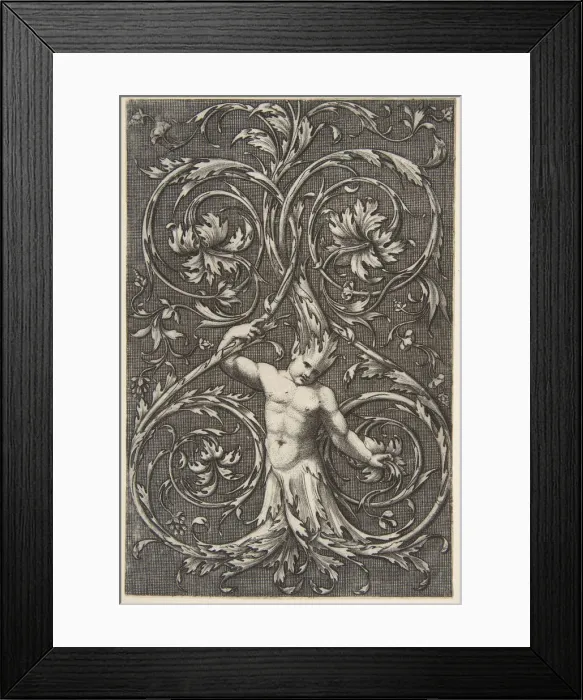 Framed Print : Grotesque with male figure with lower body and head of acanthus scrolls, ca. 1515-1600 Framed Print : Grotesque with male figure with lower body and head of acanthus scrolls, ca. 1515-1600