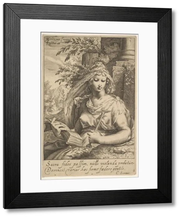 Framed Print : Temperance, from The Seven Virtues. Creator: Unknown Framed Print : Temperance, from The Seven Virtues. Creator: Unknown