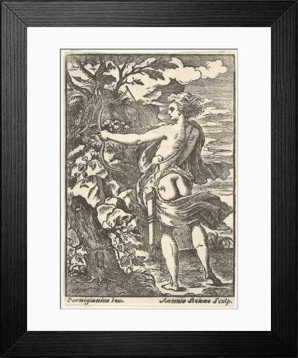Framed Print : Callisto hunting with drawn bow, after Parmigianino), 1720-1740. Creator: Antonio Belemo Framed Print : Callisto hunting with drawn bow, after Parmigianino), 1720-1740. Creator: Antonio Belemo