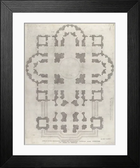 Framed Print : Speculum Romanae Magnificentiae: Plan of St. Peter s, 1549. Creator: Unknown Framed Print : Speculum Romanae Magnificentiae: Plan of St. Peter s, 1549. Creator: Unknown