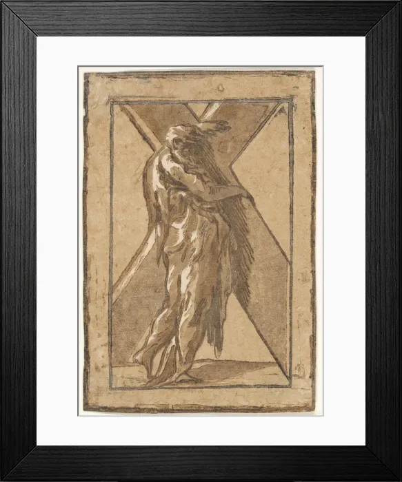 Framed Print : Saint Andrew standing in profile holding a large cross from a series of Twelve Apo Framed Print : Saint Andrew standing in profile holding a large cross from a series of Twelve Apo