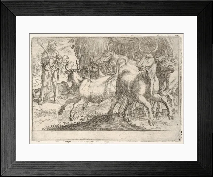 Framed Print : Hercules and the Oxen of Geryones: with a club raised by his right hand Framed Print : Hercules and the Oxen of Geryones: with a club raised by his right hand