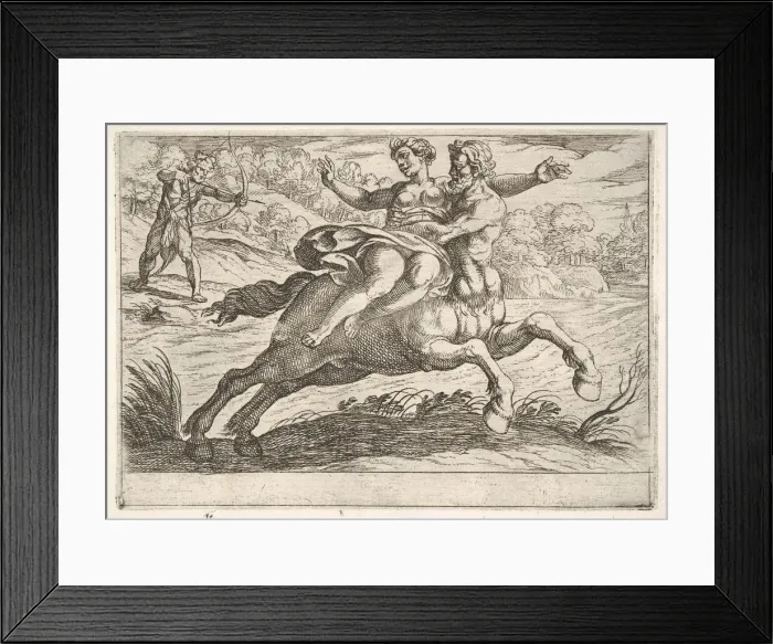 Framed Print : Nessus attempting to take Dejanira from Hercules: Nessus restrains Dejanira on his back Framed Print : Nessus attempting to take Dejanira from Hercules: Nessus restrains Dejanira on his back