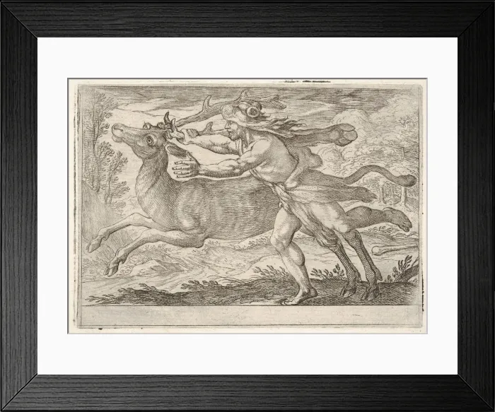 Framed Print : Hercules and the Hind of Mount Cerynea: Hercules strides alongside the hind Framed Print : Hercules and the Hind of Mount Cerynea: Hercules strides alongside the hind