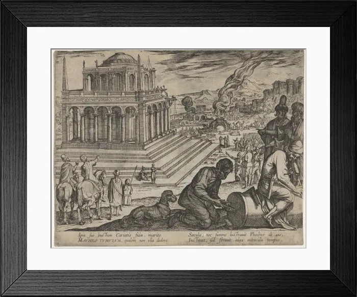 Framed Print : Plate 5: Tomb of Mausolus, stone masons make a column at the right Framed Print : Plate 5: Tomb of Mausolus, stone masons make a column at the right