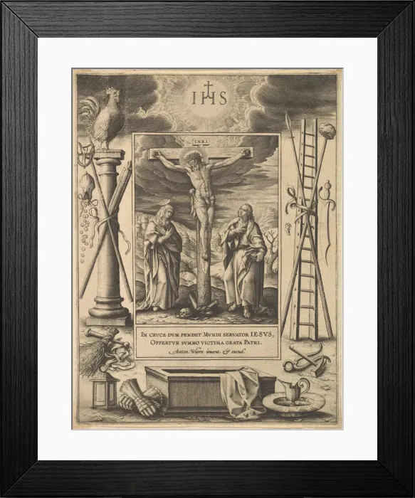 Framed Print : Christ on the Cross, before 1604. Creator: Antonius Wierix Framed Print : Christ on the Cross, before 1604. Creator: Antonius Wierix