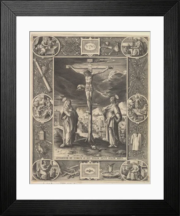 Framed Print : Christ on the Cross, before 1586. Creator: Antonius Wierix Framed Print : Christ on the Cross, before 1586. Creator: Antonius Wierix